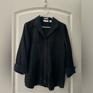 Chico’s No-Iron Black Linen Blouse Size 2